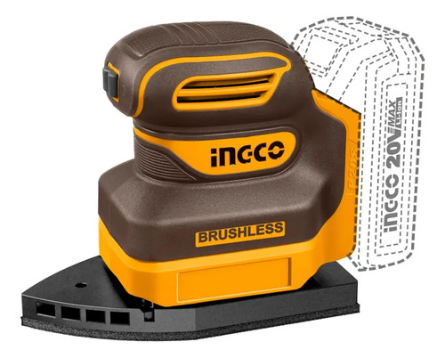 Lijadora De Palma Delta Ingco 20v + Lijas Herramientas Amarillo 50hz/60hz