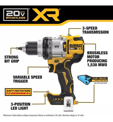 Taladro De Percusión Dewalt 20v Max Xr 1/2 3 Velocidades - Imagen 6