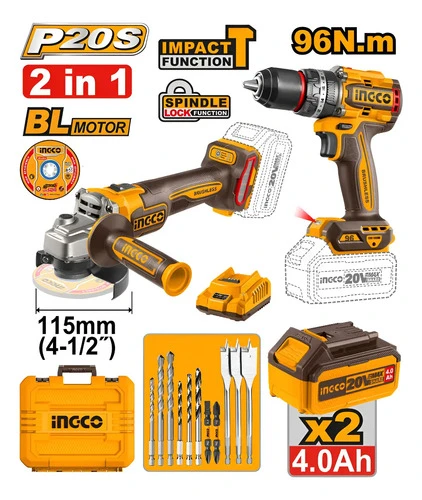 Kit Batería Taladro Y Amoladora C/2 Bat Ingco + Carg Regalo - Imagen 2