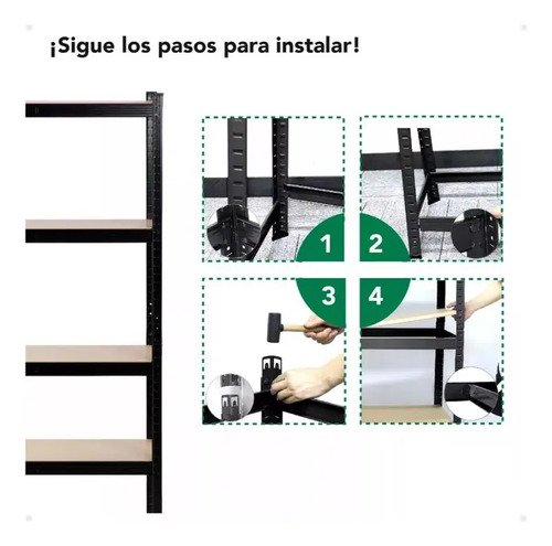 Estantería Metálica Galvanizada Regulable Negro 5 Estantes - Imagen 9