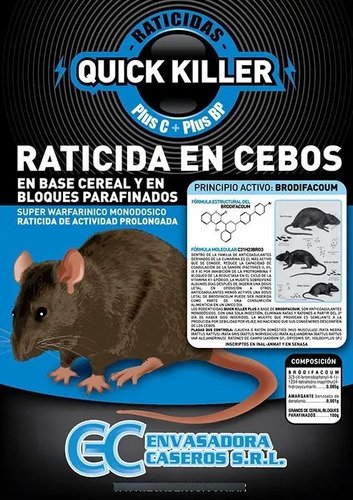 Cebo Parafínico Veneno Roedores Lauchas/ratas 1 kg Parafinico Bloques parafinados - Imagen 2