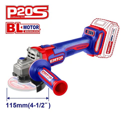 Kit Combo Taladro Percutor 66nm + Amoladora 115 Mm Brushless 2 Baterias 4AH Emtop Maletin Y Accesorios EMTOP - Imagen 3