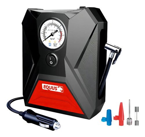 Compresor Inflador De Neumáticos C/luz Led Equus Rojo