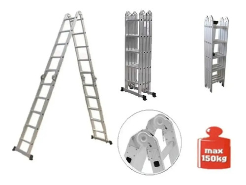 Escalera 3,70 M Multifuncion Combinada En Aluminio - 12 Esca - Imagen 2