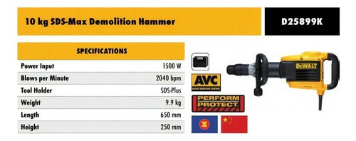Martillo Demoledor Dewalt D25899k Sds Max 1500w 220v - Imagen 7