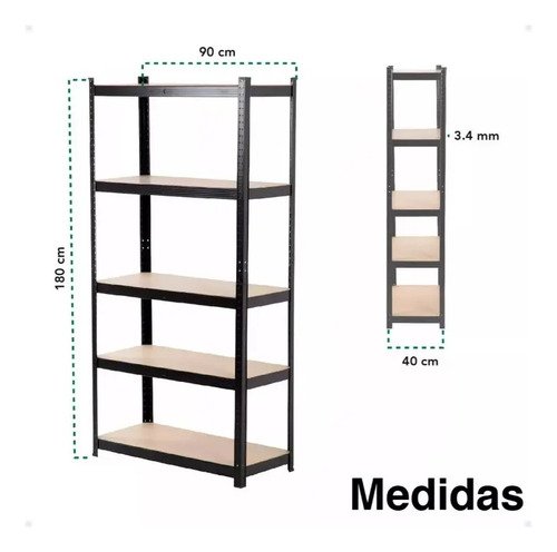 Estantería Metálica Galvanizada Regulable Negro 5 Estantes - Imagen 5