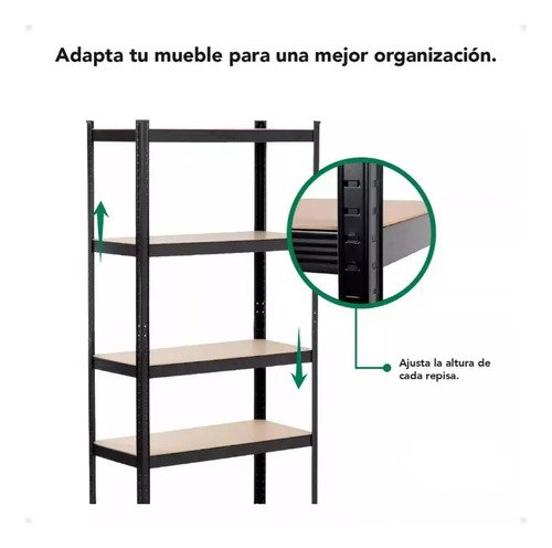 Estantería Metálica Galvanizada Regulable Negro 5 Estantes - Imagen 4