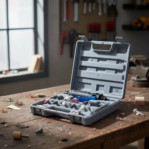Amoladora Recta Neumatica Torno 6mm + Valija Piedras Nma730 - Imagen 2