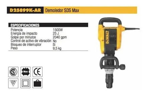 Martillo Demoledor Dewalt D25899k Sds Max 1500w 220v - Imagen 6
