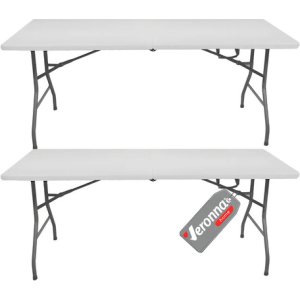 Mesa plegable Cira Maletín con asa de 1,80 m 2 unidades color blanco Tmp180 Veronna
