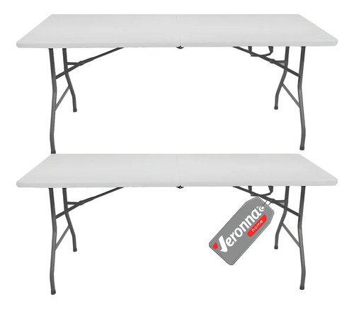 Mesa plegable Cira Maletín con asa de 1,80 m 2 unidades color blanco Tmp180 Veronna
