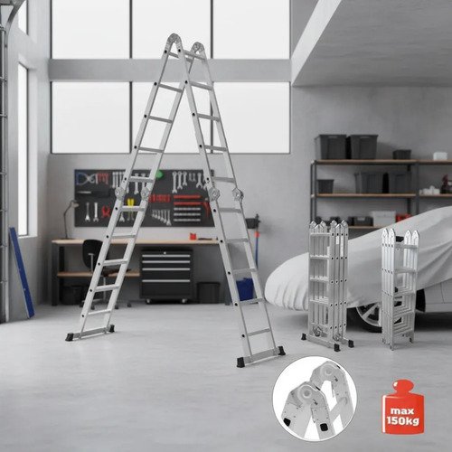 Escalera 3,70 M Multifuncion Combinada En Aluminio - 12 Esca