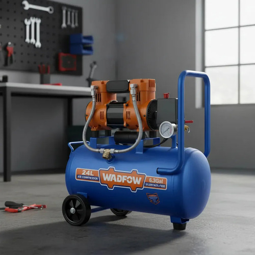 Compresor De Aire 24lt 1.5hp Libre De Aceite Wadfow Wap1a24 Azul 50-60hz Monofásica 50 Hz X 60 Hz - Imagen 2