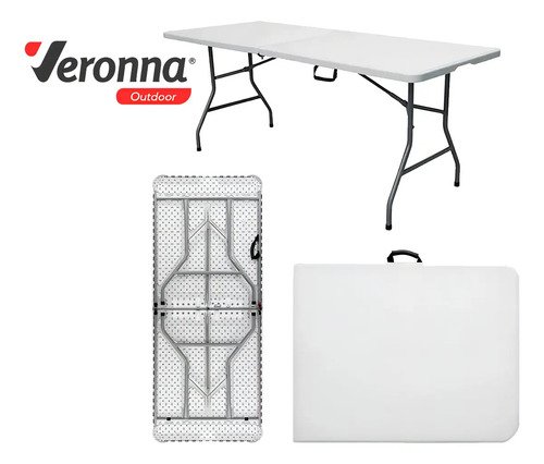Mesa plegable Cira Maletín con asa de 1,80 m 2 unidades color blanco Tmp180 Veronna - Imagen 6