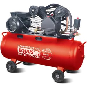 Compresor 4hp Equus 100 Lts A Correa Rojo 50hz