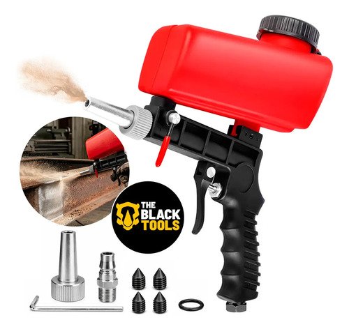 Pistola de arenado profesional Tbyy22 The Black Tools, neumática portátil, 700 cfm, 90 psi, 6,5 mm, 600 ml