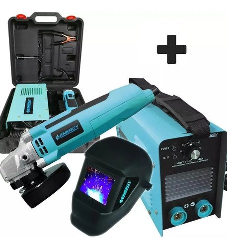Soldadora Inverter 140a + Amoladora Electrodo Valija Energy