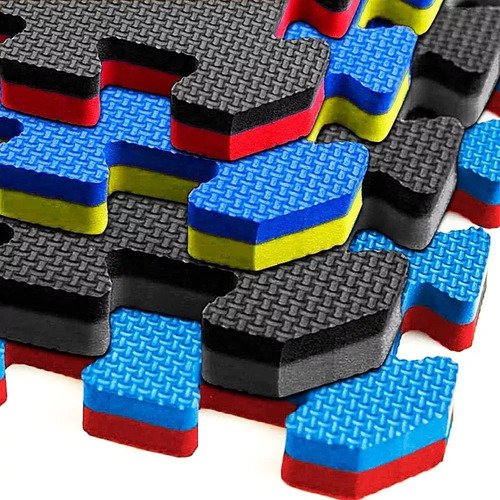 Piso Tatami Goma Eva Encastrable 1x1m 2cm Negro Gris X10 Uni