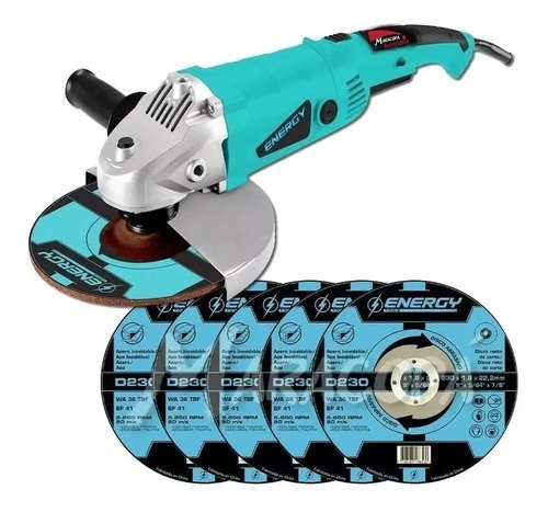 Amoladora Angular Electrica Energy 9 Pulgadas 2100w + 5 Disc