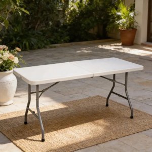 Mesa Plegable Tipo Valija 152 Cm Blanca