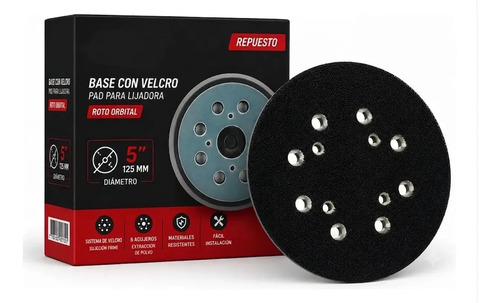 Base Con Velcro 5'' Pad Lijadora Repuesto 125mm Universal