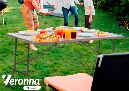 Mesa plegable Cira Maletín con asa de 1,80 m 2 unidades color blanco Tmp180 Veronna - Imagen 8
