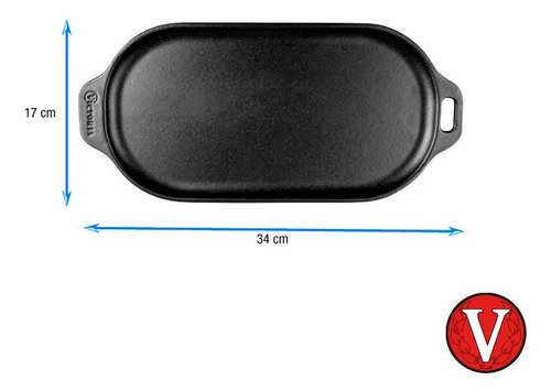 Plancha De Hierro Esmaltado Victoria Ovalada 34 X 17cm Negro - Imagen 2