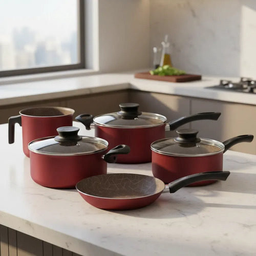 Bateria De Cocina 5 Piezas Olla Sarten Hervidor Paris Bordo - Imagen 3
