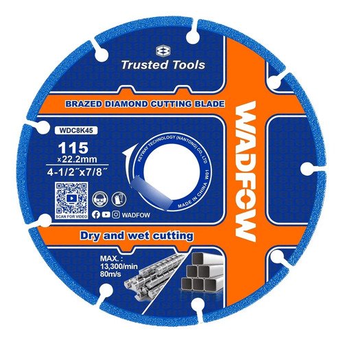 Disco Diamantado De Corte 4 1/2 X 22.2mm Wadfow Wdc8k45