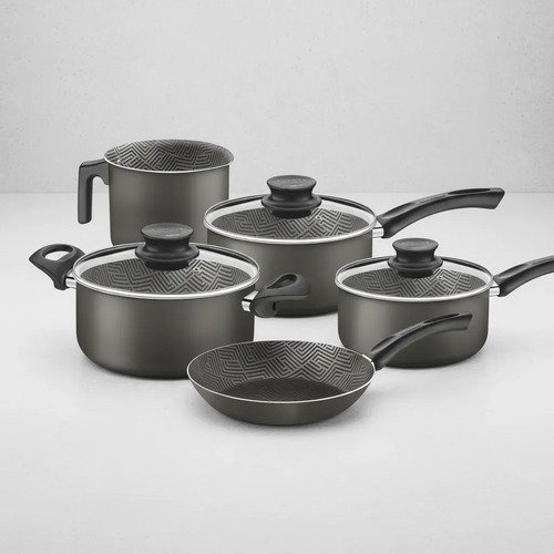 Bateria Cocina Olla Sarten Tramontina Paris Negro 5 Piezas