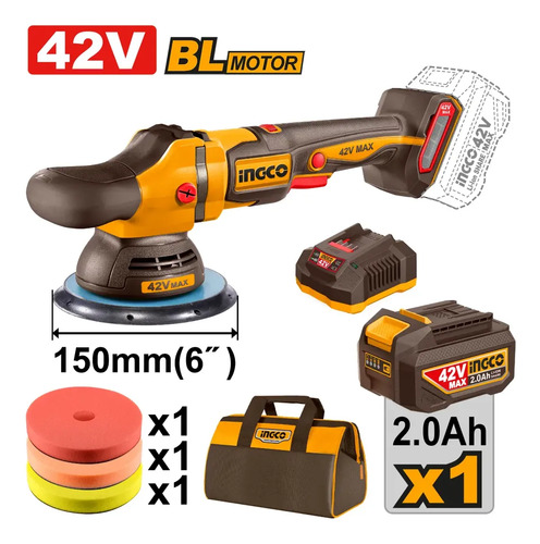 Lustra Pulidora42v Brushless + Bolso 150mm Ingco Apli42151 - Imagen 2