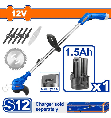 Desmalezadora 12v + Bateria 1.5ah + Acces Wadfow Wgts512 - Imagen 2