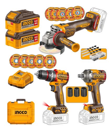 Kit Combo + Accesorios P20s 3 Pcs En 1 Ingco Ckli20358