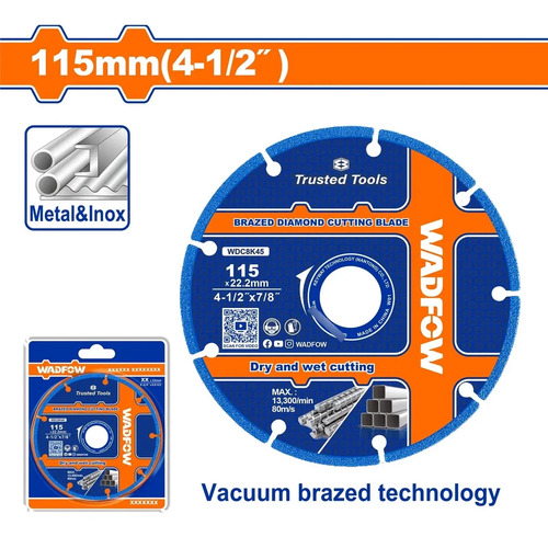 Disco Diamantado De Corte 4 1/2 X 22.2mm Wadfow Wdc8k45 - Imagen 2