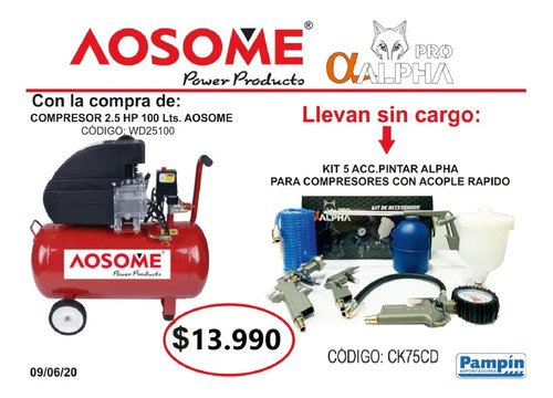 Compresor 2.5 Hp 100lts Aosome Con Increible Regalo - Tyt
