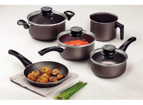 Bateria Cocina Olla Sarten Tramontina Paris Negro 5 Piezas - Imagen 2