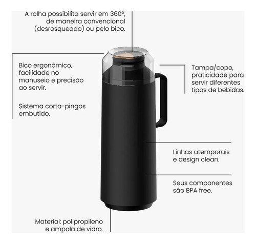 Termo Exata 1l Negro Mate - Imagen 4