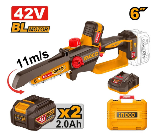 Motosierra Batería Ingco 42v 6 2 Bat + Cargador Y Valija - Imagen 4
