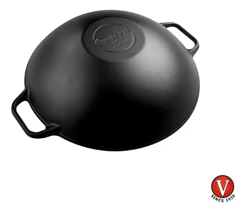 Sarten Wok 14 De Hierro Fundido Esmaltado Victoria Color Negro - Imagen 2