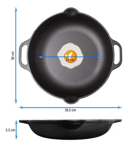 Sarten Paellera 33cm/3.4 L Hierro Fundido Induccion Victoria Color Negro - Imagen 3