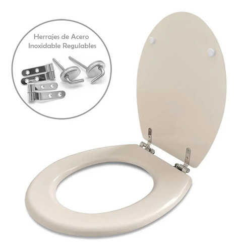 Tapa Inodoro Water Madera Laqueada Hueso Asiento Baño 25017 - Imagen 4