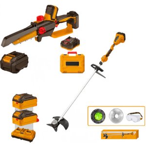 Kit Bordeadora Y Mini Motosierra Inalámbrica Con Accesorios