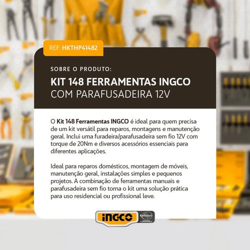 Kit de destornilladores Ingco 148 piezas 12 V P20s 20 nm - Imagen 3