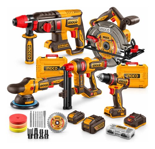 Combo Ingco 42v Max 5 Herramientas A Bateria Taladro Siera