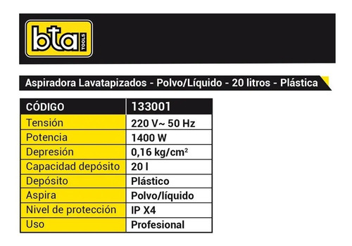 Aspiradora Tambor Bta Tools ALPL20 20L - Imagen 9