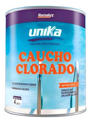 Pintura Para Piscina Caucho Clorado Colores 4 Lts
