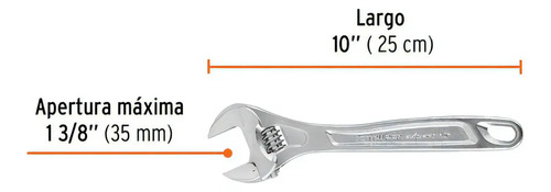 Llave Perico 10'' X 1-1/8'' Cromado Truper Expert 15507 - Imagen 2