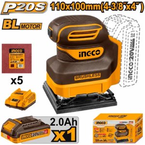 Lijadora Orbital Bateria 20v 110mm 2.0ah Ingco Cshsli20241