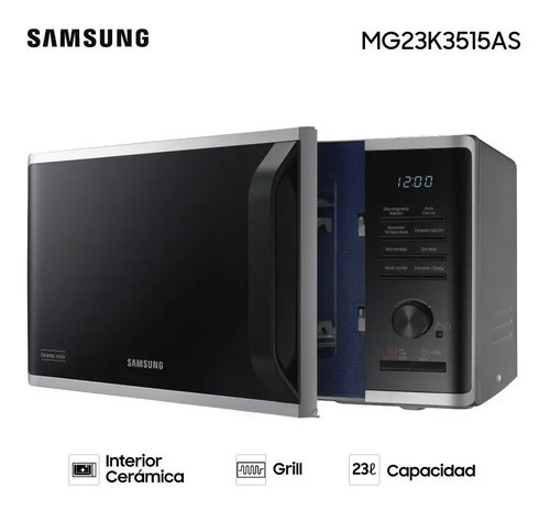 Microondas Grill Samsung MG23K3515AS 23L - Imagen 3