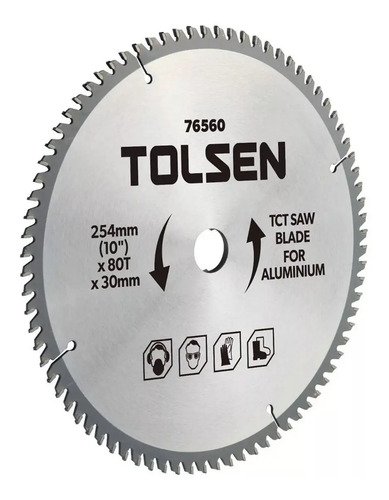 Disco Sierra P/aluminio 80 Dientes Industrial 10'' Tolsen